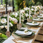 Double Sided Vintage Ribbed Taper Glass Candle Holders,Tea Candle Holder for Table Centerpieces, Wedding Decorations and Dinner Parties (Gold, 6PCS)
