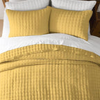 WDCOZY Twin Quit Size Bedding Sets with Pillow Sham, Lightweight Soft Bedspread Coverlet, Quilted Blanket Thin Comforter Bed Cover for All Season, 2 Pieces, 68x90 inches, Yellow