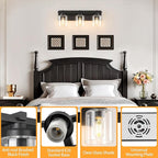 3 Light Modern Bathroom Light Fixtures Over Mirror, Black Vanity Lights for Bathroom Wall Sconces with Clear Glass Shades, E26 Socket (Bulbs Not Included)