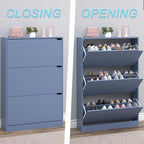 Shoe Cabinet with 3 Flip Drawers, Hidden Wood Shoe Cabinet,Freestanding Shoe Storage Cabinet for Entryway Hallway. 47.2" H*31.5" W*9.45" D