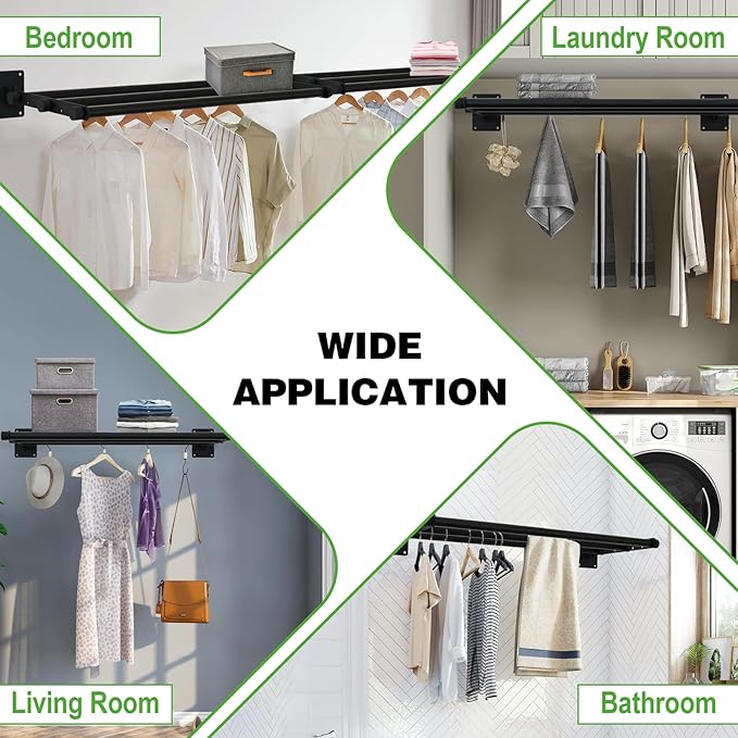 Closet Shelves Wall Mounted, 85 Inches Heavy Duty Closet Rod with Shelf Metal Utility Shelf for Wall, Closet, Laundry Room