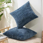 decorUhome Spring Navy Blue Chenille Euro Sham Throw Pillow Covers 24x24 Set of 2 Textured Soft Cozy Slubby Couch Pillow Covers Modern Farmhouse Boho Decorative Pillow Cases for Bed Sofa Living Room