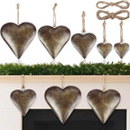 Frienda 8 Pcs Valentine's Day Metal Heart Indoor Outdoor Decorative Cow Bell Rustic Tibetan Inspired Meditation Wind Chime Bell with Jute Hanging Rope for DIY Craft Xmas Wall Decor(Bronze)
