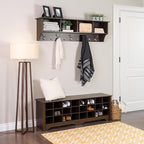 Prepac 24 Pair Shoe Cabinet, Entryway Bench, Mud Room Organization and Storage Bench with 24 Shoe Cubbies, Brown, 15.5"D x 60"W x 20.25"H