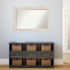 Amanti Art White Wall Mirror 29x41 Hardwood White Wash Rectangle Bathroom Mirror for Wall Decor Living Room, Large Country Rustic Wood Frame, Hangs Horizonally and Vertically, Bathroom Decor, Beveled