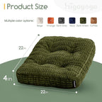 Washable Floor Pillow Cushion for Adults, Meditation Cushion Pillow, Removable Tufted Blended Corduroy Cover, Large Square Floor Sitting for Tatami Living Room or Yoga, 22x22 Inch, Machine Washable