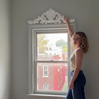 Sintuff 16" W x 47" H x 2" P Door Frame Molding Pediment Over Door Large PU Window Frame Decor French Country Decoration for Home Living Room Entryway Wall Art
