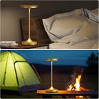 2 Pack LED Rechargeable Cordless Table Lamps, Portable Outdoor Battery Operated 3 Color Stepless Dimming Tables Lamp with Memory Function for Patio Restaurant Dining Room Gold