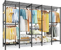Raybee 88.2" W Clothes Rack Heavy Duty Clothing Racks for Hanging Clothes Extra Wide Portable Closet Loads 1200LBS Freestanding Garment Rack for Bedroom 88.2" W x 75.6" H x 15.7" D, Black
