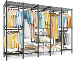 Raybee 88.2" W Clothes Rack Heavy Duty Clothing Racks for Hanging Clothes Extra Wide Portable Closet Loads 1200LBS Freestanding Garment Rack for Bedroom 88.2" W x 75.6" H x 15.7" D, Black