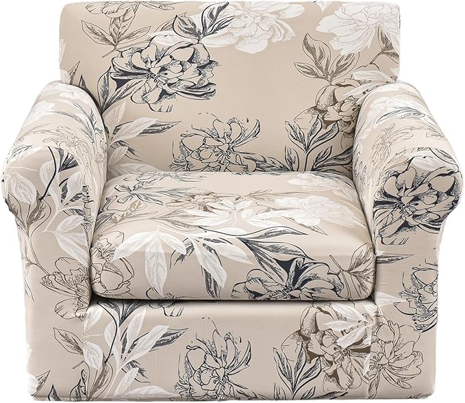 KRFOONN 2 Piece Chair Covers Printed Sofa Covers Couch Covers Washable Armchair Sofa Couch Slipcover Furniture Protector with Elastic Bottom for Living Room (Armchair, 26), Small