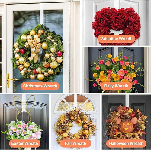 12" Clear Wreath-Hanger Non Scratch Hooks, 1 Pack Wreath-Hanger, Over The Door Hooks Deceneration, Slim Hangers Organizer
