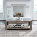 Liberty Furniture Millstone Cocktail Table with Unique Tile Top for Living Room - Nutmeg Oak Wood