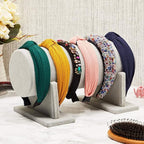 Juvale Velvet Headband Holder Stand - 12.2 x 6.5 x 6.7 Inches, Gray Velvet - Hair Accessories Organizer & Headband Rack - Bracelet Display & Jewelry Stand