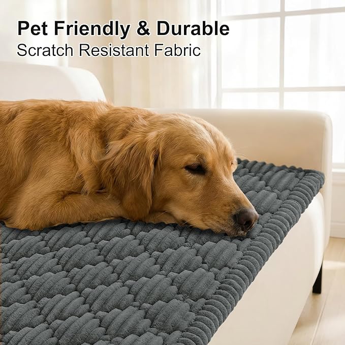 Smiry Pet Couch Cover for Dogs Washable, Non-Slip Fuzzy Couch Covers for 3 Cushion Sofa Pet Friendly, Soft Thick Furniture Protector Sofa Slipcover Mat for Dogs (Dark Grey, 27.6" x 59")