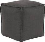 Howard Elliott Square Pouf Ottoman Foot Rest With Cover, Round Stuffed Filled Foot Stool, Fluffy Compact & Comfortable Soft Seating for Living Room & Bedroom, 20 x 20 x 18 Inch, Gray
