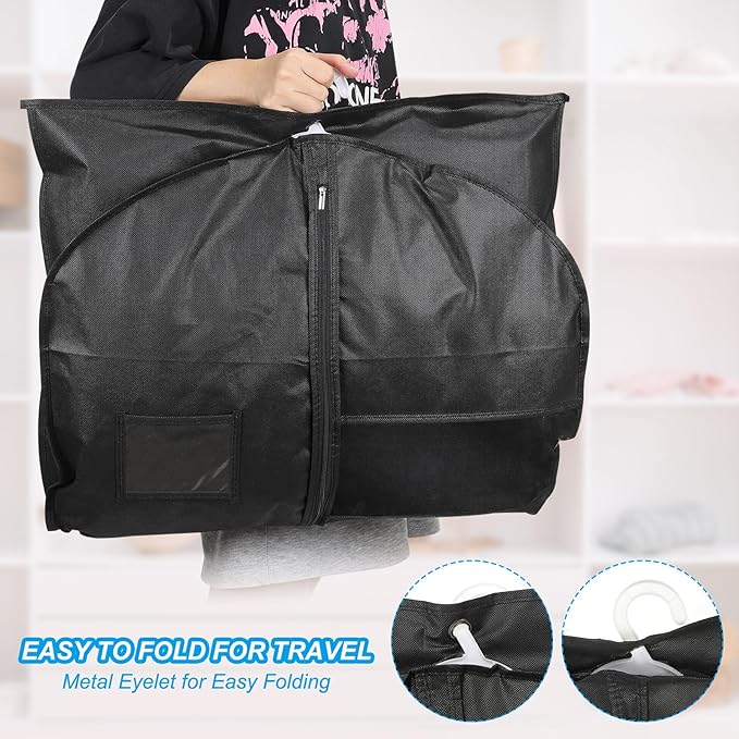 PATIKIL 43" Garment Bag, 3 Pack Breathable Suit Bag for Storage Hanging Clothes Dustproof Garment Covers for Suits Coats Dresses, Black