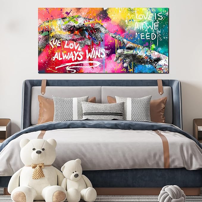 CIRABKY Large Colorful Wall-Art for Living Room - Graffiti Wall Art Canvas - Hand of God Art Prints Posters Size 29" x 59"