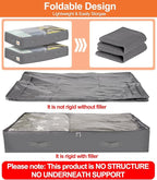 punemi Under Bed Storage Containers with Lid, 2 Pack Large Soft Foldable Storage Bags for Clothes, Coats, Sweaters, Blankets, Water-Resistant Inner Layer, 20x40x7.5 in, Perfect for Apartments and RV