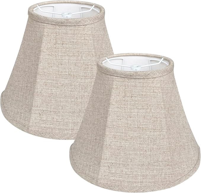 Double Brown Lamp Shade Set of 2, TOOTOO STAR Large Barrel Lampshade for Floor Light and Table Lamp 6x12x8.5 inch, DIY Fabric Natural Linen Hand Crafted, Spider (Brown, 6x12x8.5 inch)