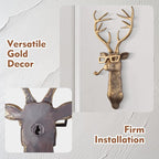 UITWMKTG Gold Animal Head Wall Decor Wall Sculpture Home Decor Statue for Living Room Office Bedroom Modern Decor for Men Women Deer