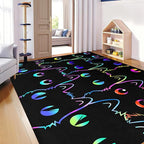 Black Cat Rug 5x7, Kids Cat Carpet for Girls Room Decor, Funny Cats Rugs Room Decor Girls Bedroom Cute Cats Themed Washable Kids Area Rug for Playroom Bedroom Classroom
