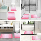 OLANLY Bathroom Rug Set 2 Piece, Soft Absorbent Microfiber Bath Mats and U-Shaped Contour Toilet Rug, Non-Slip, Machine Wash Dry, Plush Shaggy Bath Mats for Bathroom (30"x20"+24"x20", Pink)