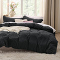 Bedsure Black California King Duvet Cover - Prewashed Cotton-Like Extra Soft Bedding Set, Includes 1 Cal King Duvet Cover 104x98 Inches with Zipper Closure & 2 Pillow Shams, Comforter Not Included