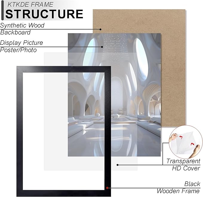 KTKDE A2 Picture Frame Set of 3,16.5x23.4 in Poster Frames,Vertical &Horizontal Wall Hanging Large Black Wooden Frame for Photos Artwork-Perfect for Christmas gifts and Home Decor