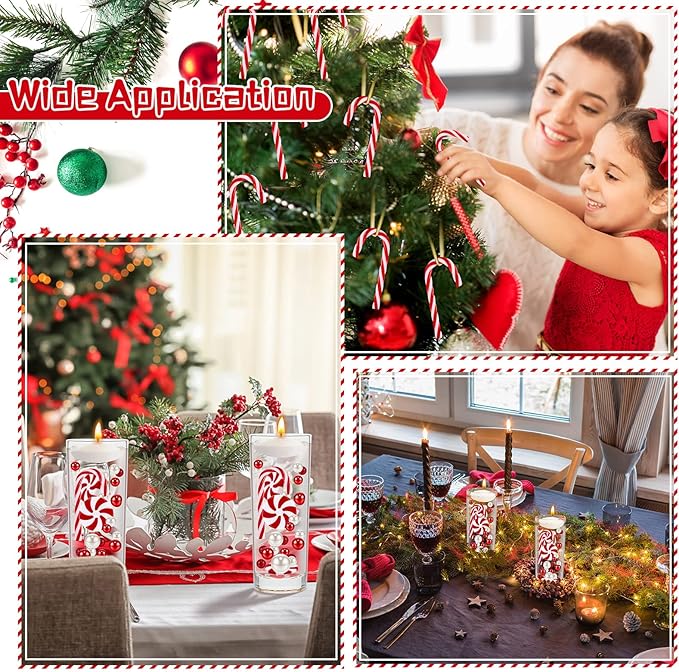 124 Pcs Christmas Vase Filler Pearls for Vase Filler Christmas Table Decor Floating Candles Centerpiece with 8 Floating Candles for Table Party Festival Decor, Not Included Clear Beads (Novel Style)