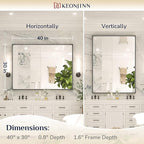 Keonjinn Black Framed Mirror for Bathroom 40 x 30 Inch, Rectangular Wall Mirror for Over Sink, Metal Frame Farmhouse Black Vanity Mirrors, Large Decorative Rectangle Mirrors(Horizontal/Vertical)