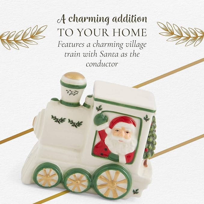 Spode Christmas Tree Miniature Village Figural Decoration, Snowy Christmas Village Set, Décor - Festive Decorations for Indoor Display, Collectible Figurines & Holiday Table Accents (Train)