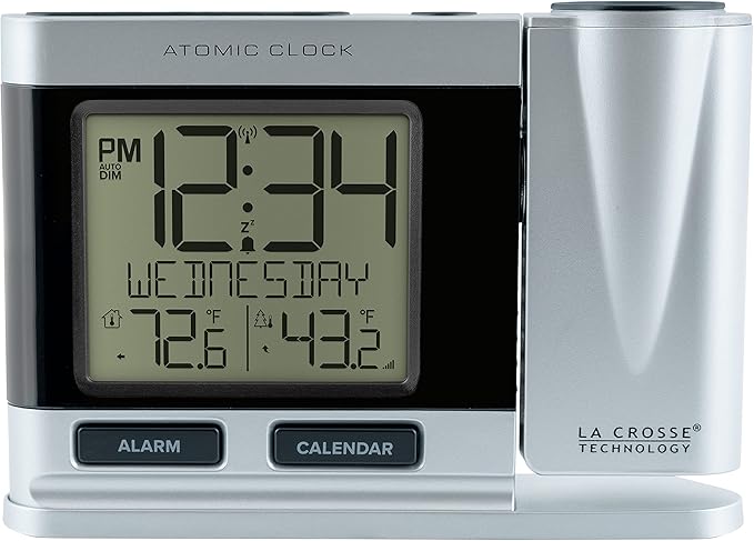 La Crosse Technology Atomic Projection Alarm Clock with Temperature and Sensor Protection Shield