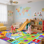 8x10 Kids Rug for Classroom & Playroom - ABC Alphabet Educational Area Rug with Animals Numbers & Shapes - Non-Slip Carpet Playmat for Nursery Preschool Elementary