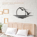 Wita Home Sunset with Seagulls Metal Wall Mounted Art, Handcrafted Metal Home Decor with Static Powder Coating, Eye-Catching Addition to Living Room Decor, Modern Beach Decor for Indoor and Outdoor Spaces, Perfect Housewarming Gift (40 x 20 inches)