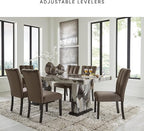 Signature Design by Ashley Jazmore Contemporary Velvet Upholstered High Back Dining Chair with Solid Wood Frame and Stitching Details, Set of 2, Dark Brown