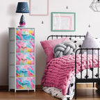 Sorbus Kids Dresser with 5 Drawers - Storage Chest Organizer Nightstand - Steel Frame, Wood Top, Tie-Dye Fabric Bins for Clothes - Wide Furniture for Bedroom, Hallway, Nursery, Closet, & Apartment