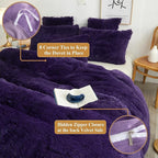 XeGe Plush Shaggy Duvet Cover Set, Luxury Ultra Soft Crystal Velvet Fluffy Furry Bed Set 2 Pieces(1 Faux Fur Fuzzy Comforter Cover + 1 Faux Fur Throw Pillow Case), Zipper Closure (Twin, Purple)