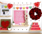 ANGOLIO 37Pcs Valentine's Day Wooden Candy Heart Hanging Ornaments Conversation Heart Hanging Decorations Colorful Love Heart Ornaments for Valentine's Day Wedding Holiday Party Supplies Decor