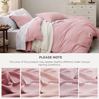 Bedsure Pink Duvet Cover Twin/Twin XL Size - 2 Pieces Prewashed Cotton-Like Extra Soft Bedding Set, Includes 1 Twin Duvet Cover 68x90 Inches with Zipper Closure & 1 Pillow Sham, No Comforter