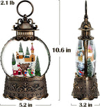 Village Snow Globe Christmas Decorations Indoor Church Snowman Snow Village Scene Gifts Classic Relief Texture Musical Glitter Snowfall USB/Battery Timer Lantern 10.6 inch