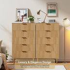 GarveeHome 5 Drawer Dresser for Bedroom, 48 in Tall Modern Chest of Drawers with Deep Drawers and Wide Top, Fluted Wooden Dresser Organizer for Living Room, Hallway, Kids Room, Natural