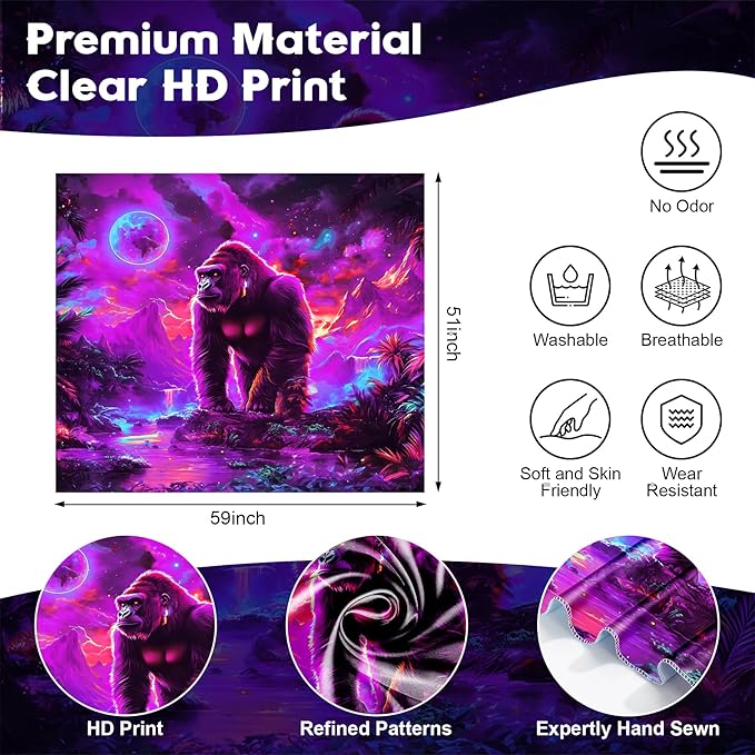 NYZE Astronaut Space Tapestry for Bedroom, Glow in the Dark Room Decor Wall Tapestries, Cool Galaxy Planet Wall Hanging, Wall Hanging for Men Guys Gamer Room Dorm Living Room 59in×51in