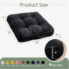 Washable Floor Pillow Cushion for Adults, Meditation Cushion Pillow, Large Square Floor Sitting, Removable Tufted Corduroy Cover, for Tatami Living Room or Yoga, 22x22 Inch, 2Pack, Machine Washable