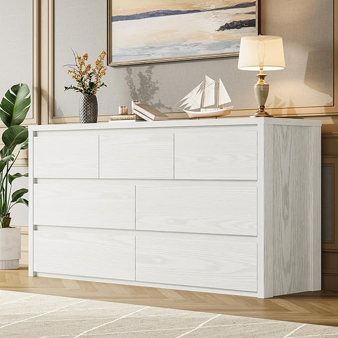 GarveeHome 7 Drawer Dresser for Bedroom, Wide Modern Chest of Drawers, Large Wood Dresser Wooden Storage Organizer for Living Room, Hallway Entryway