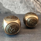 Brass Lucky Ball 6 Sides Rotatable Feng Shui Ornament Wealth Statue Treasure Ball Fengshui Sculpture Chinese Traditional Home Decor (F2 Lucky Ball x 2)