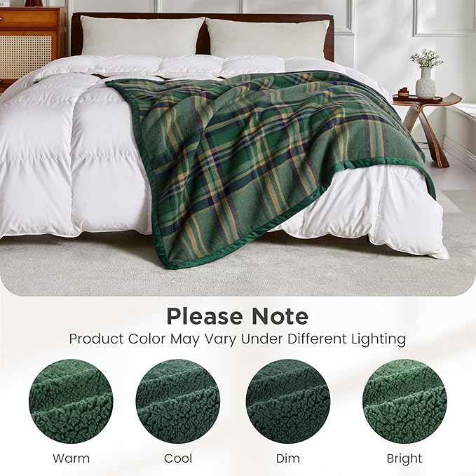 Sophia & William Throw Blanket for Couch Sofa(60x80 Inches) - Reversible Fluffy Soft Blanket, Gifts for Women, Green
