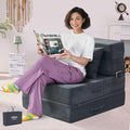 Folding Sofa Bed, 4 in 1 Convertible Sleeper Chair with Pillow, Single Memory Foam Fold Out Chair Bed, Modern Floor Futon Sofa Couch Mattress for Living Room/Guest/Apartment, Dark Grey