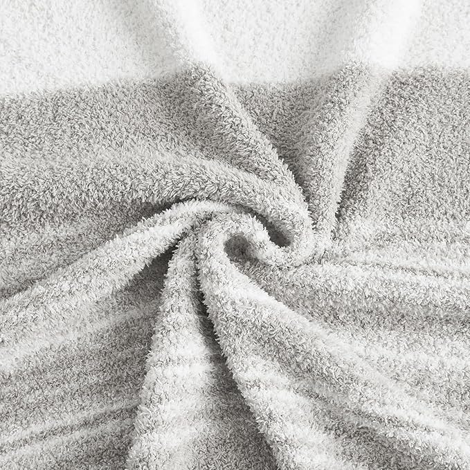 WRENGONGE Light Grey Throw Blanket, 50x70 Soft Cozy Striped Throw Blankets for Couch, Sofa, Bed, Travel, Lightweight Fluffy Warm Plush Decorative Blankets for Women, Men Gift