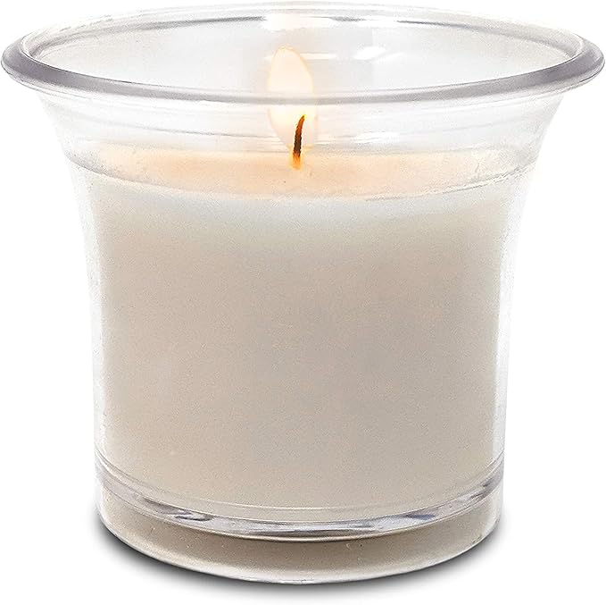 Hyoola Votive Candles - White Votives in Clear Cup - 12 Hour Burn Time Unscented Votive Candles Bulk - Pack of 24 Small Candles in Bulk - Made in Europe